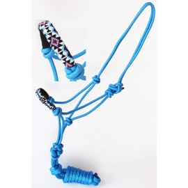 CHALLENGER Nylon Horse Braided Rope Halter Beaded Noseband Lead Rope 606RT