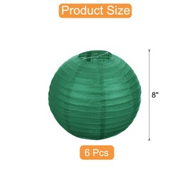 MECCANIXITY 6 Pcs Green Paper Lanterns Hanging Round Paper Lanterns Lamps Ceiling Decorations for Christmas,Home Decorations Party Supplies, 8 Inch