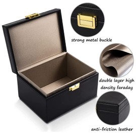 pobowlgarls Faraday Box with 2 Pack FaradayPouch for Car Keys, Keyless Entry Car Key Signal Blocking Box, RFID Anti-Theft Faraday Cage, Car Key Fob Protector for Car Phone Credit Card Security (M)