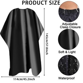 EHJYO Professional Barber Cape, Waterproof Salon Cape, Hair Cutting Accessories (Black)