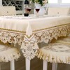 Lelehome Mantel de encaje crema con bordado de flores marrón,