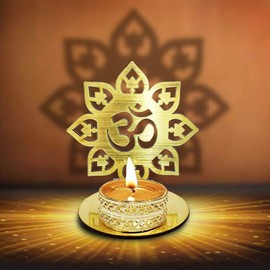 Om Shape Diwali Shadow Diya Deepawali Traditional Decorative Diya in Om Shape for Home/Office.Religious Tea Light Candle Holder Stand. Diwali Decoration Diwali Gift