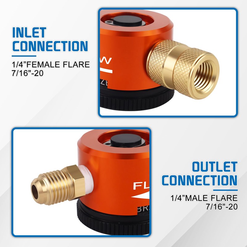 Boltigen HVAC Nitrogen Regulator, Adjustable Nitrogen Purge Tool, 1/4'' Flare