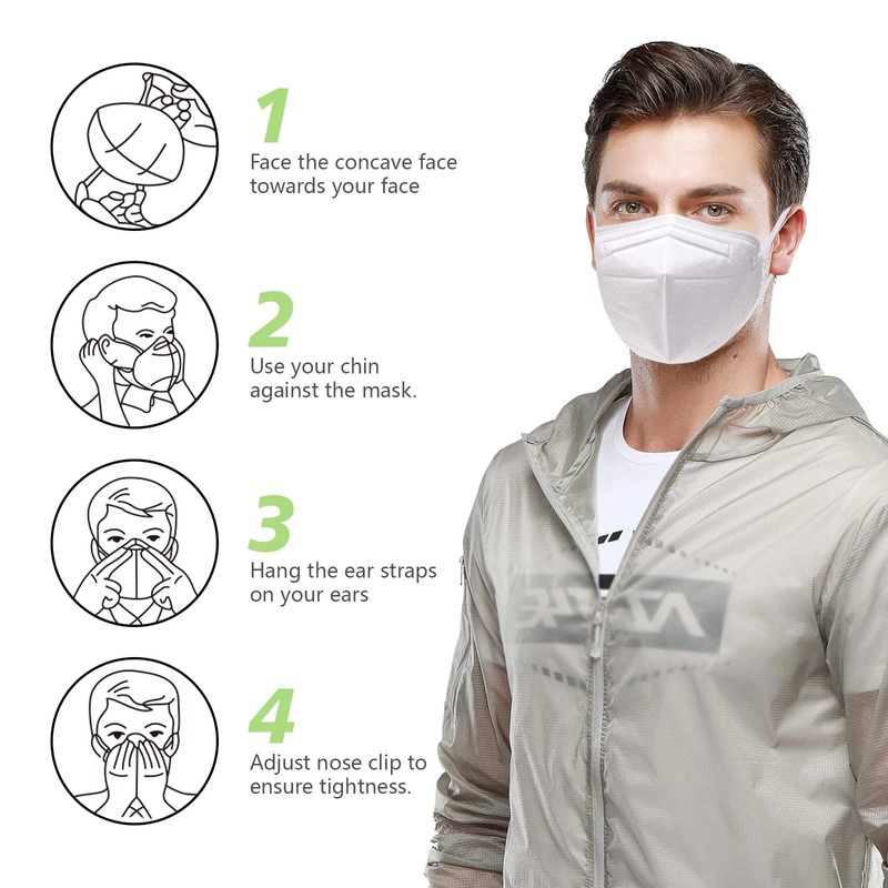 SOOQOO 50 Pcs KN95 Face Maks for Audlts (White)