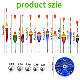 Floats Fishing Set 10 Pieces Fishing Floats Float Fishing Trout Float Set as Fishing Accessories 205 Pieces Fishing Lead 5 Sizes Bobbers Removable Floats for Coarse Fish Float and Trout