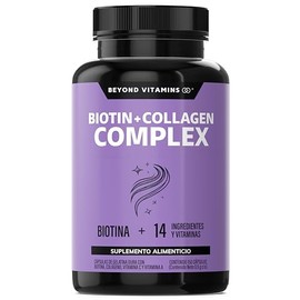 Biotin Collagen Complex Contiene Biotina Colágeno Ingredientes Vitaminas Suplemento Vitamínico Alimenticio Cápsulas Azúcar Non Gmo 150 Días