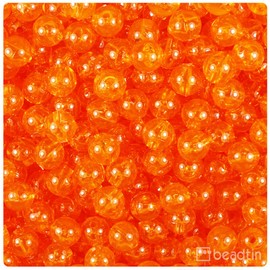 BeadTin Orange Transparent 8mm Round Craft Beads (300pcs)