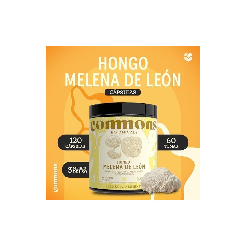 COMMONS Hongo Melena de León Lions Mane Suplemento Natural