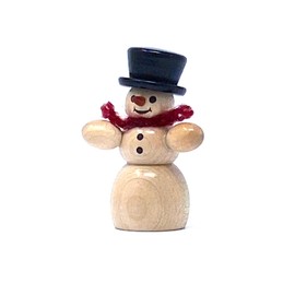 Drechslerei Friedbert Uhlig, miniature no. 08/D, standing snowman, 5 cm high, turned from regional wood, real handmade from the Ore Mountains, Christmas, wood art, real wood, pyramid figure