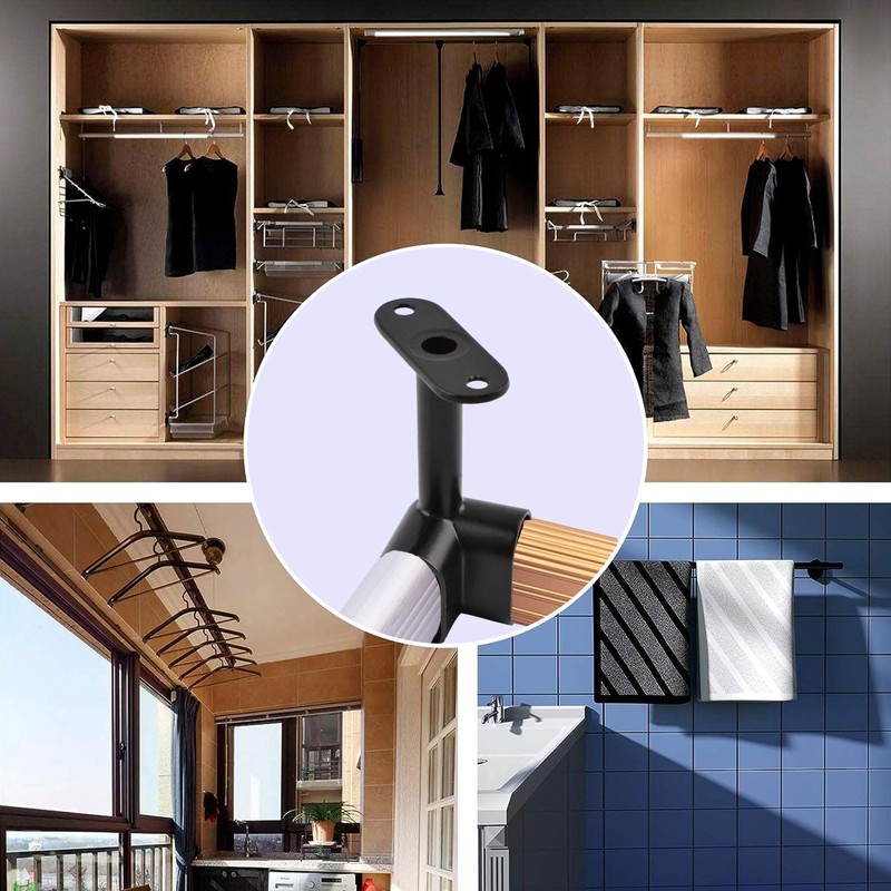 INCREWAY Pack of 2 Oval Corner Closet Rod Support Bracket