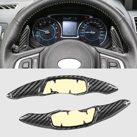 BLAKAYA Compatible with Subaru BRZ 2012-2017 Outback 2010-2019 Forester 2015-2019 Real Carbon Fiber Steering Wheel Shift Paddle Extended Cover Trims Accessories (Black 2PCS)