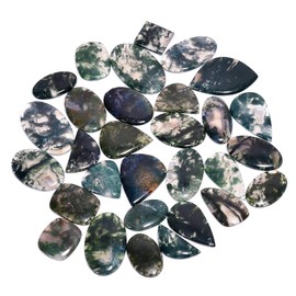 100 carats Natural Moss Agate Cabochon Gemstone, Polished Crystals, Green Rock Stone, Jewelry Making Supplies, Chakra Healing, Wire Wrapping, Art-Crafts-DIY Stone, 2 to 3pcs