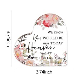 Heart Memorial Sympathy Plaque for Loss of Loved One We Know You Would Be Here Today If Heaven Pink Flower Home Décor Acrylic Remembrance Decorative Signage Gifts for Loss of Mom Dad Bereavement Gifts