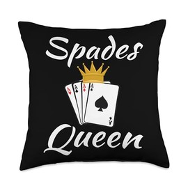 Spades Game Night Gifts Spades Queen Funny Card Game Playing Grandma Mom Granny Throw Pillow, 18x18, Multicolor
