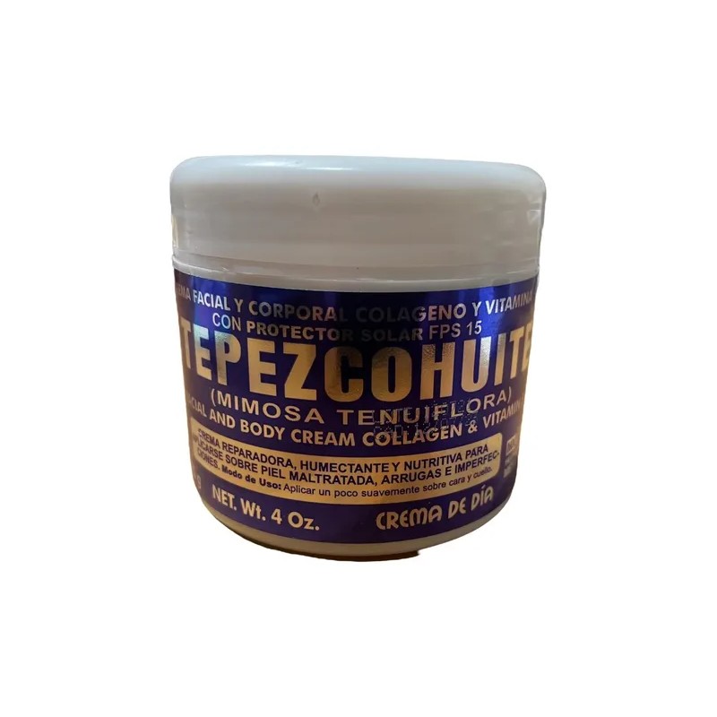 Del Indio Papago Tepezcohuite 4.23 Oz Crema Piel Colágeno Y