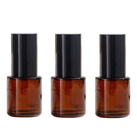 3PCS 20 ml/0.7 oz Empty Glass Lotion Pump Bottles Amber Refillable Travel Bottles Toiletries Leakproof Pump Dispenser with Black Cap Mini Cosmetic Removel Oil Foundation Travel Container