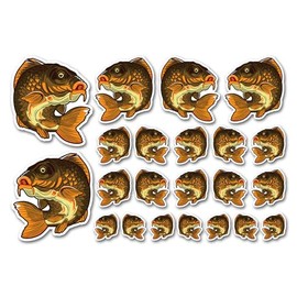 A5 Sticker Sheet Carp Vinyl Stickers - Freshwater Fish Fishing Kids Animals Scrapbooking Decoration Label Friend Girls Boys Aesthetic #70617