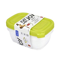 Rotho 61220 Food Container, Transparent/Green, 3 x 1 L