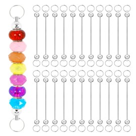 Goufaju 20pcs Beadable Keychain Bars, Blank Detachable Metal Keychain Accessories for DIY Craft, Beaded Key Chain Kit with Silver Finish