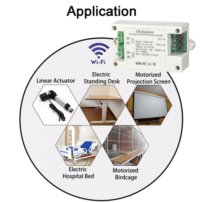 DC7-32V WiFi Smart Linear Actuator Motor Controller, Forward and Reverse