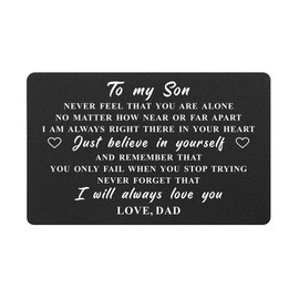 DEGASKEN To My Son Gifts Wallet Card from Dad, Encouragement Card Quotes for Son, Graduation Gifts, Deployment Gifts, Wedding Card, Birthday Christmas Presents