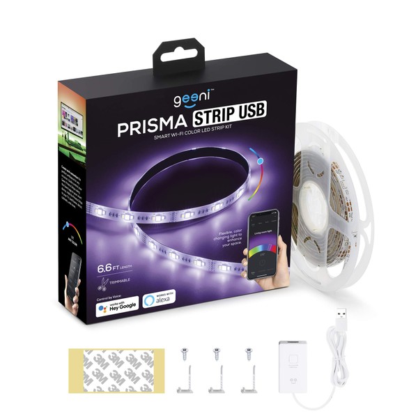 Geeni Prisma Strip USB Smart LED Strip Lights, Indoor/Outdoor Adhesive