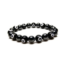 Accents Kingdom Men's Magnetic Bracelet Hematite Beads Evil Eye Beads Stretch Bracelet, 8.5"