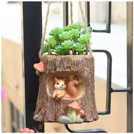Segreto Creative Retro Tree Stump Hanging Flowerpot Plants Flower Pots Vase Succulent Pot,Home and Office Décor