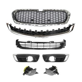 7PCS Front Upper/Center/Lower Grille Fog Bezels Compatible With 2014 2015 2016 Chevy Malibu GM1200675, GM1200682,GM1036160,GM2592301, GM1200675C