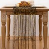MLMC 6Pcs Black Gold Table Runner Sheer Gauze Glitter Metallic