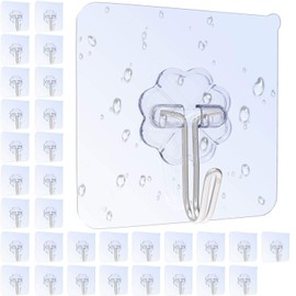 Karrong 32 Stück Haken Selbstklebend Handtuchhaken Max 8kg, Transparent Ohne Bohren Klebehaken Haken für Badezimmer Küche Bad