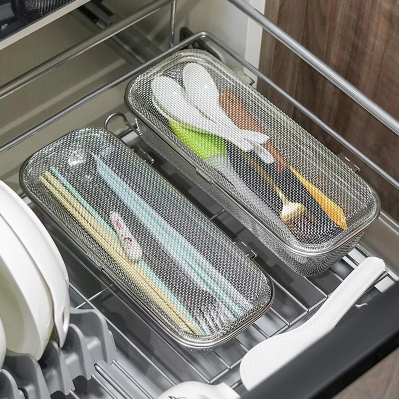 WHDQPX Dishwasher Basket, Stainless Steel Dishwasher Silverware Basket, Replacement Utensil