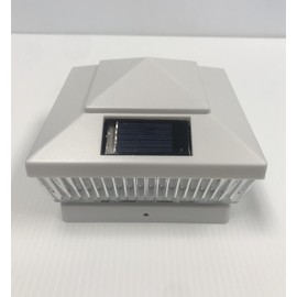 2-Pack Solar LED White 5 x 5 Vinyl PVC Wood Square Fence Post Cap Deck Outdoor Garden Light