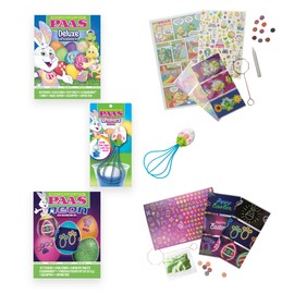 PAAS Easter Egg Decorating Bundle, Includes 1 Deluxe Kit, 1 Neon Egg Dying Kit, and PAAS Whiskers for Easy Egg Dying, Food Safe Dye for Family Easter Activity (3 Piece Bundle)