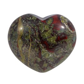Loveliome Natural Dragon Bloodstone Heart Love Palm Pocket Stone Healing Chakra Energy Stone(1.8 Inch)