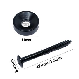 6 Pcs Stainless Steel Guitar Neck Joint Ferrules with Screws - Electroplated Black Bass Bushings Bolt Kit for Bolt-on Necks, Electric Bass Repair & Replacement