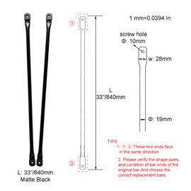 Timyrimy 33"/84cm Garden Swing Replacement Bars, Matte Black Metal Round Rods for Hanging Swing Seat to Frame(2PCS/CTN)