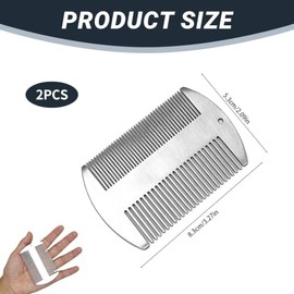 2Pcs Stainless Steel Beard Comb Credit Card Size Men Anti-Static Portable Wallet Comb Men Hair Comb Double Teeth Easy Clean Silver