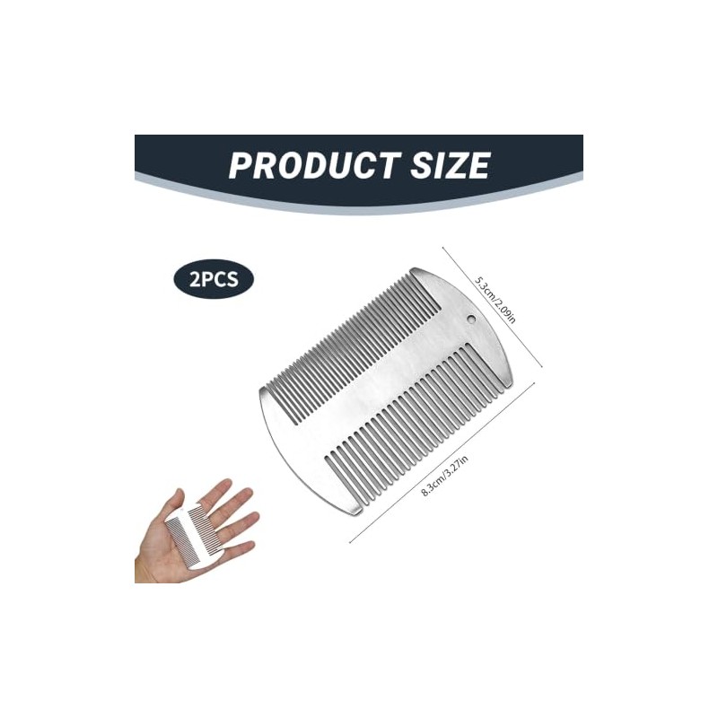 2Pcs Stainless Steel Beard Comb Credit Card Size Men Anti-Static