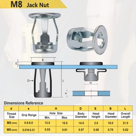 M8 Jack Nut with Installation Tool Threaded Insert Petal Nuts Nutserts Jacknut Srew Anchor Spider Rivnut Blind for Plastic Polywood Pressboard Hardboard