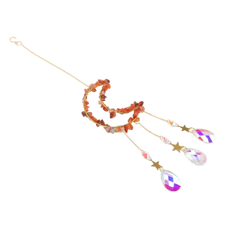 Moon Wind Chimes Bright Crystal Hanging Pendant Window Decoration for