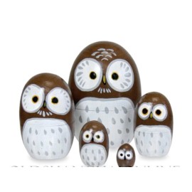 Cal Mart Gifts Wood Nesting Doll-Brown Owl , Set Of 5