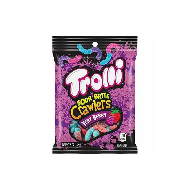 Trolli Sour Brite Crawlers, Very Berry Flavor, 5 oz [12-Bags]