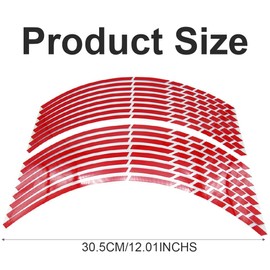 TNSRAY Wheel Rim Stickers Chrome Rim Design, 16 Pieces Sticker Rims for Motorcycles Cars Bicycles Complete Set Wheel Sticker for Motorcycle Wheels Car Cycling Night Universal Rims, Red