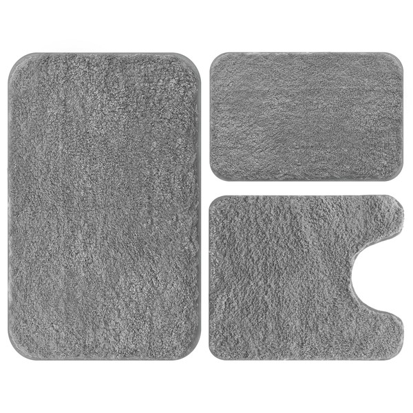 Bathroom Rugs Set 3 Piece Soft Absorbent Bath Rugs, Microfiber