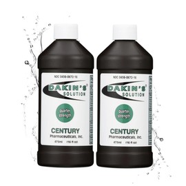 Dakin's Solution Quarter-Strength 0.125% Sodium Hypochlorite Wound Cleanser for Acute and Chronic Wounds, Non-cytotoxic Antimicrobial No-Rinse Gentle Formula, Home or Clinical Use, 2-Pack 16 oz