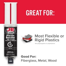 J-B Weld 50139 Plastic Bonder Body Panel Adhesive and Gap Filler Syringe - Black