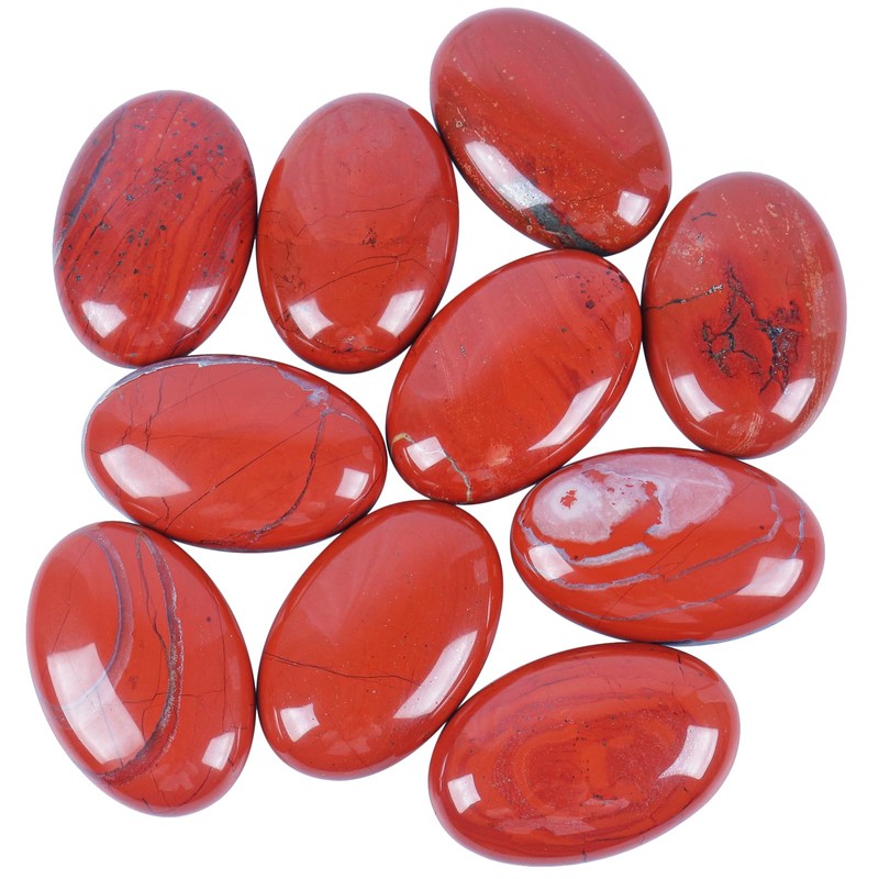 Lovionus89 Red Jasper Worry Stones, Natural Oval Palm Tree Bag,