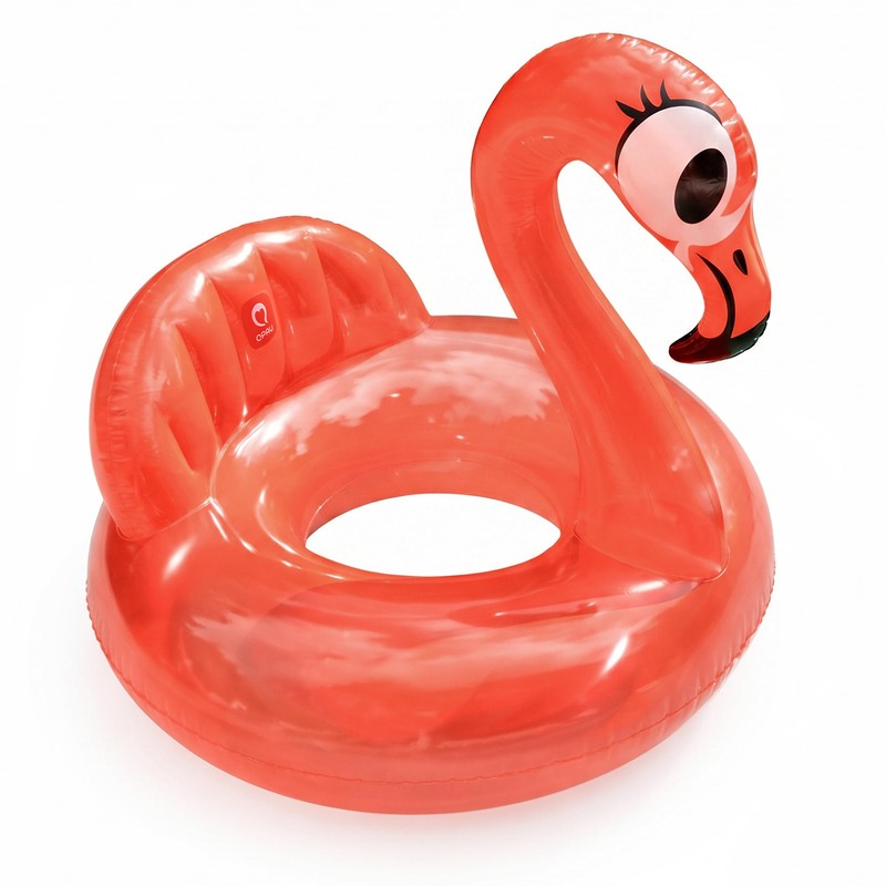QPAU 43" Flamingo Pool Float, Neon Coral Inflatable Pool Float
