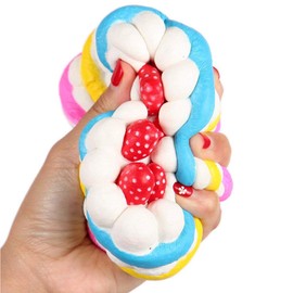 Anboor Squishies Erdbeer-Kuchen Langsam Steigend Squeeze Spielzeug Slow Rising Antistress Squishies Spielzeug für Kinder Erwachsene (Regenbogen, 11*11*6,6cm, 1pcs)